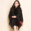 Wholesale- Hot Sale Cardigan Women 2017 Autumn Winter Fringe Poncho Women Sweater With Fur Tassel Knitted Cardigan Female Blue Black White