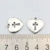 Cross Cut Heart Charm Hangers Sieraden Maken DIY Handgemaakte Craft 17x16mm Antiek Zilver 150pcs