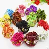 Hand Ribbon Embroidery Small 8 Jewelry Pouches Drawstring Cotton filled Silk Cloth Gift Packaging Bags 10pcs/lot mix color Free shipping