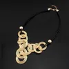 Nouveauté chaîne en cuir noir tissage cercle fil métallique Sautoirs Colares pendentifs colliers déclaration femmes bijoux #2929