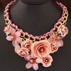 Fashion Necklaces Transparent Big Resin Women Necklace Crystal Flower Vintage Choker Statement Necklace Fashion Jewelry