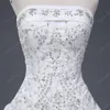 Lindo vestido de baile vestidos de noiva baratos sem alças com babados bordados de lantejoulas e rendas vestidos de noiva com menos de 100 amostras reais253b