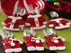 100pcs/lot Fedex DHL Free Shipping Wholesale Christmas Decorations Happy Santa Silverware Holders Pockets Dinner Decor