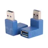 Universel USB 3.0 Type A mâle à femelle gauche + droite prise 90 degrés haut + bas Angle connecteur adaptateur coupleur haute qualité bleu