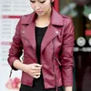 Совершенно новая весенняя женская кожаная куртка Red Black Pu Plus Buse Jackets Motorcycle Кожаная куртка Slim Casual Coat2079585