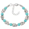 DHL Dames Boheemse Armbanden Owl Elephant Butterfly Peace Turquoise Beaded Silver Plated Handmade Charm Armband Sieraden Geschenken voor vrouwen