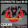 8Gifts для SUZUKI GSX R600 R750 серебристо-черный SRAD 96 97 98 99 00 GSXR 600 750 #173 1996 1997 1998 1999 2000 серебристо-черный обтекатель GSXR600