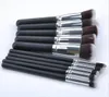 New Arrival10PPCS / lot Srebrny Syntetyczny Kabuki Makeup Szczotka Zestaw Kosmetyki Blending Women Blush Makeup Tool