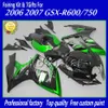 鈴木GSX-R 600/750 06 07 K6 GSX R600 R750 2006 2007 Green Black FairingsセットFD50 + 7ギフト