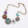 Rétro Vintage Style Européen Magnifique Autriche Turquoise Cristal Fleurs Bib Déclaration Collier pour la Fête De Mariage 045I