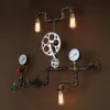 American Loft Wall Lamp Metal Water Tube Bar Counter Industrial Red/Green Bronze Corridor Lamps Living Room Club Wall Sconce