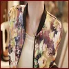 Atacado- 2021 Moda Primavera Outono Fahion Mulheres Stand Collar Manga Longa Zíper Floral Impresso Bomber Jacket1