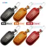 Äkta läderbil nyckelfall för Toyota Highlander Crown Rav4 Camry Reiz Corolla Proado Cover Key Holder Plånböcker Nyckelring Auto Tillbehör