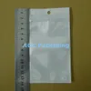 8x14cm (3,1 "x5.5") Branco / Clear Auto Seal Resealable Zipper plástico Retail Packaging Bag Zipper Bloqueio Bag pacote de varejo Com Asa Buraco