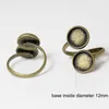 La configuración del anillo en blanco de Beasnice con dos bisel redondo encaja en cabujones de vidrio redondos de 12 mm joyería de moda al por mayor envío gratis ID 26996