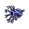 Handgeblazen blauwe glazen bubbler: artistieke Octopus Scorpion rookpijp voor tabaksgenot