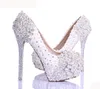 Primavera pizzo bianco fiore strass scarpe da sposa nuovo design di lusso fatti a mano tacco alto scarpe da sposa scarpe da ballo da sera Shi269N