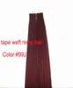 Entier 14quot 24quot 100 Extensions de cheveux de peau de bande PU EMY humaine 25gpcs 40pcs100gset couleur 99j bordeaux DHL 3370302