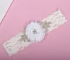 White Lace Stretchy Crystal Beaded Wedding Bridal Carters Belt With Hand Made Flower Sexy 7509018