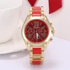 최신 도착 여성 남성 스테인레스 제네바 시계 사탕 다채로운 철강 벨트 손목 시계 로마 숫자 다이얼 시계 패션 합금 시계