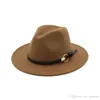 New Fashion felt jazz hats Classic TOP hats for men women Elegant Solid felt Fedora Hat Band Wide Flat Brim Stylish Trilby Panama Caps