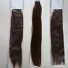 Top qualité 50g 20pcs ruban dans les extensions de cheveux 18 20 22 24 pouces # 8 / brun clair droit brésilien indien colle peau trame cheveux humains