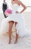 New White Sweetheart Short Beach Wedding Dresses with Gorgeous Pick-ups Figure Flattering Corset Bubble Romantic Beach Wedding Dresses 2015