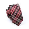 Classic Red Plaid Tie Set Pocket Square Cufflinks Jacquard Woven Formal Silk Business Tie Work Meeting Leisure N-0376