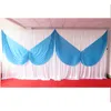 Rideau en tissu de soie glacée de haute qualité, 1 pièce, MOQ 3m x 6m, rideau drapé Swag coloré avec arrière-plan blanc pour usage de mariage