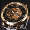 relógios homens Luxo Assista a China Man039s Casual Gold Dial Manual Manual Mecânica Strap2218215