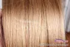 Çıkış # 27 Çilek / Bal Sarışın 100strand Kolay Döngü Mikro Yüzükler Boncuk Uçlu İnsan Saç Uzatma Avrupa Remy Saç İpeksi Düz 0.5 g / s