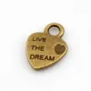Mini Coração "Viva o sonho" encantos pingentes para jóias fazendo pulseira Colar DIY acessórios 9x12.5 mm Antique Bronze 250 PCS