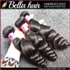 9a Loose Wave Curl Peruansk Human Hair 3 eller 4 Bunds Full Head 100% Virgin Remy Hair Extensions Dålig vävväv Naturlig svart Bellahair