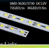 5630 LED hård stift Strip Hög ljusstyrka DC12V 36led / 50cm LED Bar Light för kök under skåp Showcase