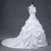 Precioso vestido de fiesta Vestidos de novia Barato Sin tirantes Con volantes bordados Lentejuelas Con cordones Vestidos de novia por debajo de 100 Real Sample253b