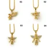 Nieuwe 18K Vergulde Jongen Angel Girl Angels Hanger Micro Angel Stuk Ketting Voor Mannen Vrouwen Hip Hop Charm sieraden Gratis Verzending