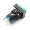 Rectangle Green Self Locking Latching Push Button Switch + DC24V Llight NO-COM-NC 16mm 5Pin 3A 25PCS/LOT