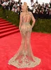 Met Gala عارية فساتين المشاهير عاريات عديمة الأكمام الطويلة حوريات البحر شفرة مثير فستان حفلة موسيقية ملونة بلورات رسمية للنساء C8227573