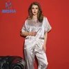 Women's Sleepwear Wholesale- 2021 Spring Lover's Man's Woman's Comfortable Soft Silk Open Shirt Women's Homewear Pajamas