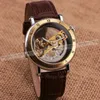 2021 Nya Jaragar Luxury Golden Bridge Roman Dial Men's Automatic Mechanical Wrist Watch Transparent Movement ￤kta l￤der270i