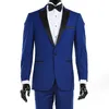 Custom Made Hot Sale Azul Royal Ternos Preto Lapela Homens Ternos Slim Fit Ternos Do Noivo Do Casamento Smoking 2 Peça (paletó + Calça)