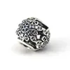 925 Sterling Silver Bead Smycken Passa Pandora Charm Armband Openwork Snowflake Clear CZ och Blandade blå nyanser av Crystal och CZ