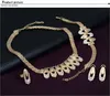 Jewelry Sets Fashion 18k Gold Plated Crystal Necklace Bracelet Ring Earring Wedding Bridal Party Jewellery Set