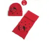 Mooie baby heren sjaal en hoed set winter cap + 80 cm sjve 2 stks set mode kerst cadeau lieveheersbeestje rode kleur katoen 5pcs / lot yqs-y27508