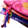 Broderi Sun Små presentväskor för smycken Förpackning påse Satin Cloth Drawstring Torkade blommor Kryddor Coin Storage Pocket Sachet 50pcs / Lot