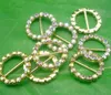 Hot 50 pcs Rodada De Cristal Rhinestone Fita Fivelas De Ouro Convites De Casamento 20mm