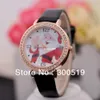 JW351 Счастливого Рождества Смотреть модные имитация бриллиантовые наручные часы Санта -Клаус Кейс на искренний кожаный ремешок с часами 9110246
