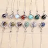 whole 20Pcs Classic Silver Plated Chain Mixed Stone Dragon Claw Round Beads Pendant Necklace Jewelry3962900