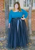 플러스 사이즈 플로어 길이 새틴 리본 새시가있는 성인 Tulle Tutu 스커트 파티 스커트 2016 Long Tulle Skirt