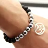 Nuovi gioielli da uomo con perline di design Perline di agata opaca con perline di pietra di ematite argento e oro Braccialetti di yoga con ciondoli Om